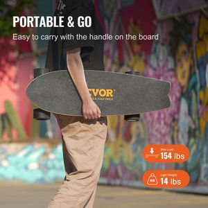 Skateboard Elettrico Longboard con Velocità Massima di 22 km/h e Autonomia Massima di 12 km, 3 Livelli di Velocità Regolabili, Telecomando - Product Image 4