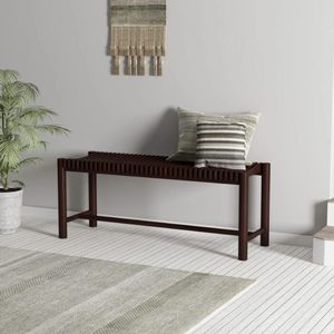 Contemporary Farmhouse Style Dining <b>Bench</b> Solid Acacia Wood Build Wooden Seating for Dining Room Kitchen Living Room Furniture - Product Image 2