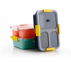 High Quality 3 <b>Compartments</b> 1000ml Leak Proof Durable Plastic <b>Lunch</b> <b>Box</b> for Home and Office Use at Bulk Price - Product Image 1