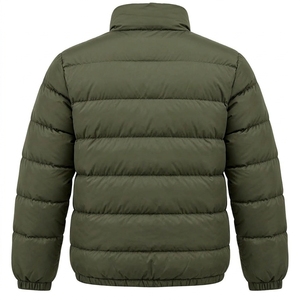 Blouson matelassé vert olive pour homme, col montant, fermeture éclair, manteau d'hiver chaud, décontracté, streetwear, personnalisable, marque privée - Product Image 2