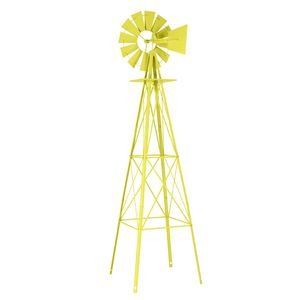 Moderno Mulino a Vento Giallo da 8 Piedi Resistente alle Intemperie, Ornamento Durevole in Acciaio e Rame per Pareti Esterne e Giardini - Product Image 5
