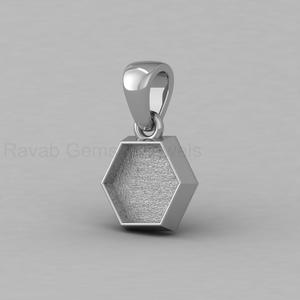 High Quality <b>Solid</b> 925 <b>Silver</b> 14K Gold Plated 10mm Hexagon Blank Bezel Cup Charm Pendant Cabochon Setting DIY Jewelry Finding - Product Image 2