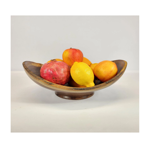 ชามไม้สักทรงกลมขนาดใหญ่ 12 นิ้ว สำหรับใส่ผลไม้ สลัด ของว่าง พร้อมส้อมและฐานไม้สีเข้ม - Product Image 1