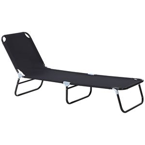 Chaise Lounge plegable negro, silla de piscina, respaldo reclinable para exteriores, marco de acero, malla transpirable para bronceado, tumbonas para Patio - Product Image 1