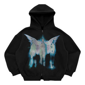 เสื้อฮู้ดดี้ผู้ชายแบบซิป ย้อมสีเอซิด แต่งแพทช์ สไตล์สตรีทแวร์ ผลิตตามสั่ง พร้อมปักโลโก้ของคุณเอง - Product Image 3