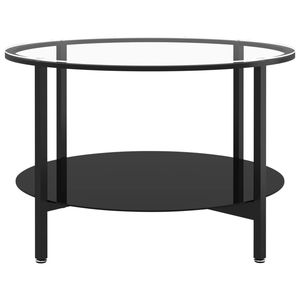 Table basse élégante en verre trempé noir et transparent avec base en fer thermolaqué - Product Image 3