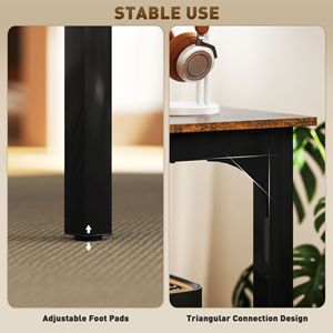"<b>Rustic</b> Brown Wood/MDF Standing <b>Desk</b> with Metal Legs for Home Office (Foldable)" - Product Image 5