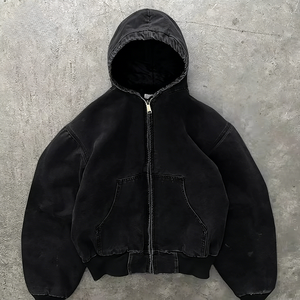 Sudadera con Capucha de Lona Lavada para Hombre, Mezcla de Algodón Resistente, Bolsillo Canguro, Capucha Ajustable, Ropa Casual para Exteriores y Calle - Product Image 1
