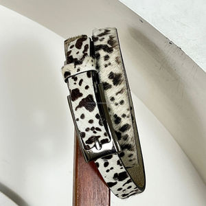 2026 Wholesale New Arrival Hair-On Cowhide Leather <b>Belt</b> With Metal Buckle Western Style Genuine Leather Handmade <b>Belt</b> for Unisex - Product Image 5