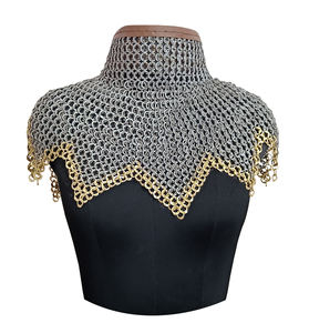 Collier en maille de fer fait main, en acier doux, à anneaux rivetés plats, finition huilée, pour chevalier, adulte unisexe, reconstitution historique - Product Image 6