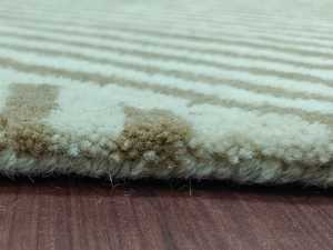Tapis moderne géométrique tufté beige marron, tapis de sol contemporain à rayures abstraites, tapis de designer sur mesure, vente en gros - Product Image 3