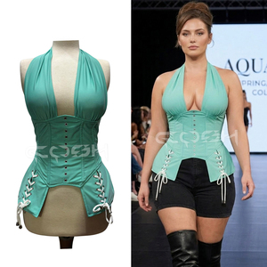 Corsé Halter de Moda para Mujer, Verde Menta, de Spandex con Varillas de Acero, Top Bustier Moldeador de Cintura, Fabricante OEM Personalizado - Product Image 4
