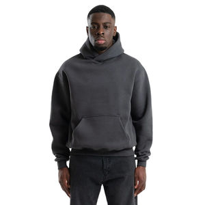 Sweat à capuche oversize de haute qualité pour homme, style streetwear hip-hop, avec logo brodé, en molleton français uni teint, 100 % coton - Product Image 1