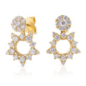 ต่างหูเพชรทรงดาว 1.1 กะรัต เพาะเลี้ยงในห้องปฏิบัติการ ได้รับการรับรองจาก IGI ตัวเรือนทอง 10 กะรัต ชุบโรเดียม ประดับด้วยดีไซน์ Dancing Halo แบบ 3-in-1 เครื่องประดับสุดหรู - Product Image 3