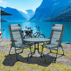 Set di sedie da pranzo pieghevoli per patio esterno con schienale regolabile, 2 pezzi, mobili da giardino resistenti - Product Image 1