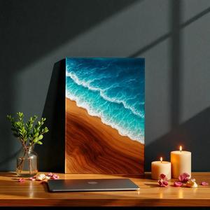 Handcrafted Rosewood Urn <b>Box</b> Blue Resin Remembrance <b>Keepsake</b> for human ashes medium size 9x5.5 urn <b>box</b> - Product Image 5