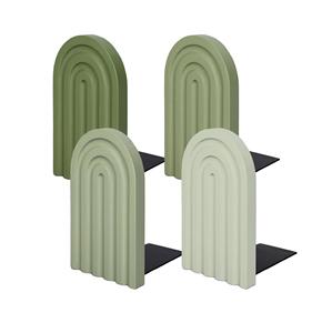 Boho Arch <b>Wooden</b> Bookends Decorative <b>Rainbow</b> Book Stoppers with Non Slip Metal Base for Bookshelves Home Office Desk Decor - Product Image 1