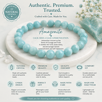 Bracelet extensible en perles de cristal d'amazonite naturelle de 8 mm, style classique pour femmes, certifié par une tierce partie, vente en gros