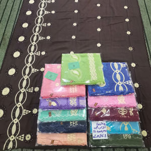 Tissu Voile Noir Doré Premium en Coton Fin, Dentelle Florale Estivale Respirante, Broderie Traditionnelle Africaine et du Moyen-Orient pour Robe Châle - Product Image 1