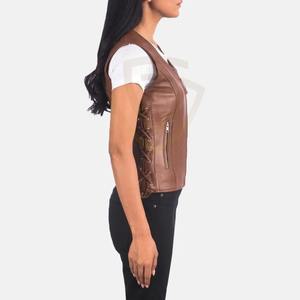Chaleco de Cuero para Mujer, Diseño de Motociclista, Impermeable, Transpirable, de Alta Calidad, Cuero Genuino, Venta al Por Mayor - Product Image 6
