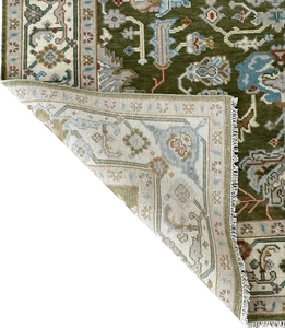 Hand Knotted Wool Oushak Carpet Olive Green Custom Modern Design Luxury Handmade PET Friendly Non-Slip 1 Piece Area <b>Rug</b> Living - Product Image 5