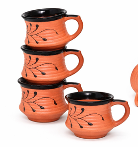 SwamiG TradeX Stocked Handcrafted Natural Clay Glazed Portable Country Style Heat-Resisting Eco-Friendly Food Coffee <b>Tea</b> <b>Set</b> - Product Image 3