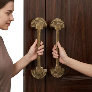 Traditional Brass Bar <b>Door</b> Handle Half Sun Design Wardrobe Cabinet Pull Durable Furniture Hardware - Product Image 1