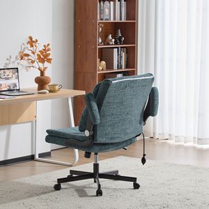 Chaise de bureau ergonomique à jambes croisées avec dossier rabattable et support lombaire dynamique à coussin d'air, siège large et accoudoirs rabattables pour usage au bureau - Product Image 5