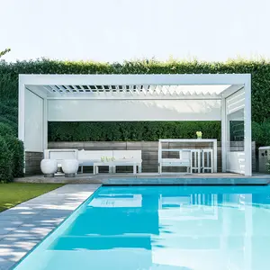 Pérgola de aluminio con apertura automática para techo, sombrilla impermeable, arcos louvered de aluminio sólido, árboles, pérgolas