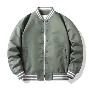 Chaqueta universitaria informal personalizada para hombre, cazadora de gran tamaño de alta calidad, chaqueta bomber con forro de satén en blanco liso para hombre y mujer - Product Image 1