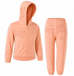 Ensemble de survêtement deux pièces pour femme, 100 % coton, séchage rapide, style streetwear, avec strass, sweat à capuche zippé et pantalon de jogging, personnalisable avec logo, vente en gros - Product Image 1