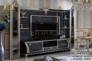Classic Style Heavy Hand Carved <b>Tv</b> Unit with Storage Latest Pearl <b>White</b> Gold Luxury <b>TV</b> <b>Stand</b> High End Classic <b>TV</b> Unit Set - Product Image 2