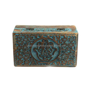 Joyero de madera tallado a mano con patrón de mano Hamsa para almacenamiento de joyas para mujer Opción Múltiple disponible a precio competitivo - Product Image 5