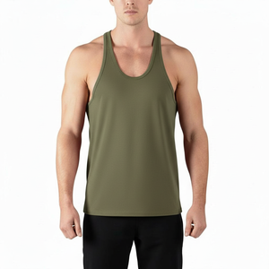 Custom Logo Men Loose Cotton Workout Fitness Sleeveless <b>Stringer</b> Singlet Plus Size Bodybuilding Tank Top Man Solid Sport <b>Vest</b> - Product Image 1