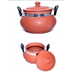 Olla de Barro Natural Ecológica SwamiG TradeX con Asas, Modelo de Utensilio de Cocina, Barro Natural Hecho en India - Product Image 2