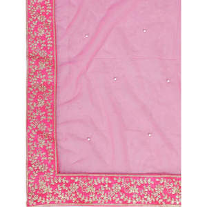 Lehenga Choli de Seda Bordado Rosa Dori para Boda con Dupatta - Product Image 3