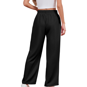 Pantalon de jogging évasé athlétique respirant pour femme, taille haute, coupe ample, avec cordon de serrage et poches - Product Image 2