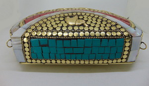 Pochette de Soirée Lowellcraft de Luxe pour Femme, Mini Sac à Main d'Été en Métal Tressé avec Motif Nacre, Portefeuille Élégant - Product Image 5