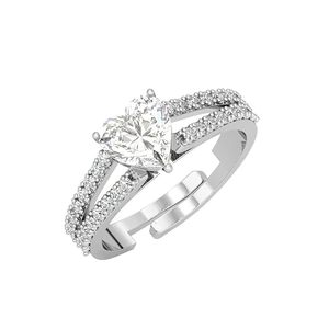 Bague solitaire en argent sterling 925 avec moissanite taille cœur, double bande, cadeau d'anniversaire de mariage pour femme - Product Image 1