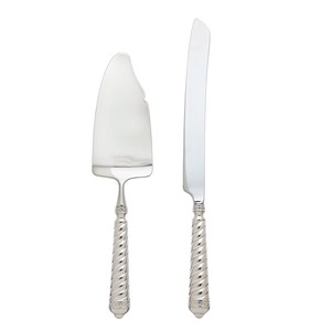 Stainless Steel Cake Server and Knife <b>Set</b> with Twisted Handles 2-Piece Non-Stick Pastry Tools - Product Image 3