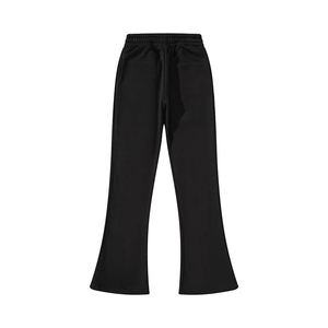 <b>Men's</b> Black Flare Pants <b>Elastic</b> <b>Waist</b> Drawstring Casual <b>Trousers</b> with Side Pockets - Product Image 2