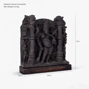 Sculpture en pierre de Ganesha féminin Vinayaki |   Réplique d'art du patrimoine hindou du XIe siècle, finition artisanale, table traditionnelle, respectueuse de l'environnement - Product Image 3