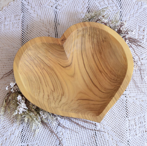 Custom Made Polished Solid Wooden <b>Heart</b>-<b>Shaped</b> <b>Bowl</b> Premium Quality Eco-Friendly Classic Design Tabletop Decorative & Serving - Product Image 1