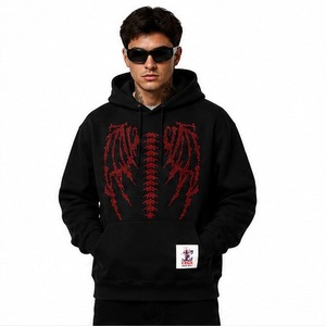 Sudadera con Capucha de Alta Calidad para Hombre, con Pedrería, 100% Algodón, Tejido Suave de Invierno, Construcción Duradera, Detalle de Cristal Brillante, Estilo Urbano Moderno - Product Image 1