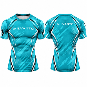 T-shirt de compression personnalisé bleu roi pour homme, vêtement de sport 100 % polyester, anti-humidité, respirant, sublimation, rashguard sportif - Product Image 6