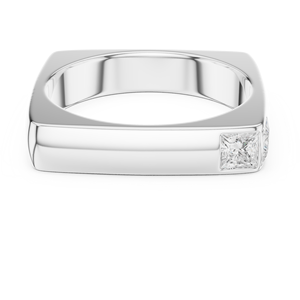 Bague de mariage pour homme en or blanc avec moissanite taille princesse, sertissage clos, profil carré géométrique - Product Image 4