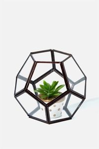 Geometric shape Set of <b>Glass</b> And Black Boxes In Black Antique Finish - Product Image 4