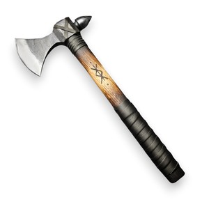 ขวานช่างทำมือจากเหล็กกล้าคาร์บอนสูง ด้ามไม้แอชแบบกำหนดเอง หัวขวานมีหนาม พร้อมปลอกหนัง - Product Image 1