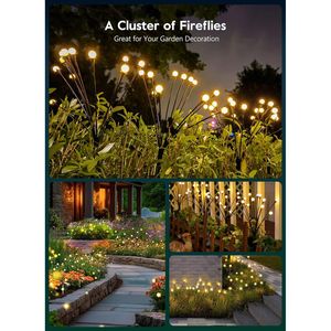 Confezione da 4 48 luci da giardino solari a LED 2 lucciole in modalità di illuminazione con vento caldo bianco oscilla e illuminazione esterna impermeabile - Product Image 3