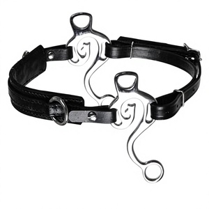 Harnais Hackamore réglable sans bit pour cheval, avec muserolle rembourrée en cuir et acier inoxydable, équipement d'équitation - Product Image 6
